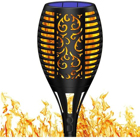 Solarfackel-Gartenleuchte, wasserdichte Solar-Flammenlichter für außen mit USB-Ladung, dekorative Solarflammengartenbeleuchtung für Garten und Wege (1er-Pack) (1/4)