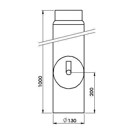 Rauchrohr 130 mm, 1000 mm mit Regulierklappe und Tür