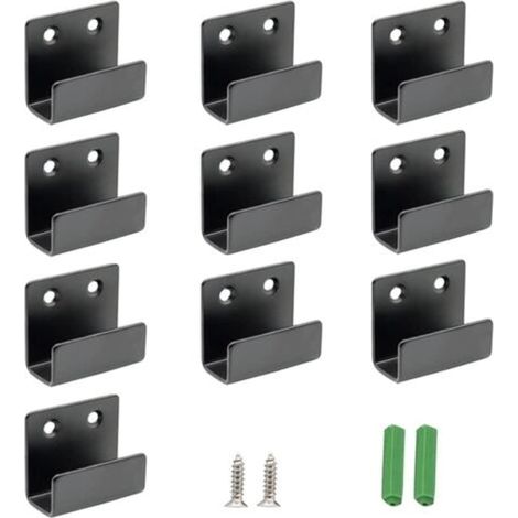 Support mural en acier inoxydable pour carrelage, 10 pièces fixation robuste 20 vis suspension salle de bain et cuisine (noir) (1/5)