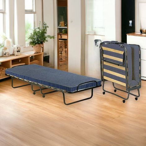 Cama Plegable Fosca, Catre con Colchón Incluido, Hecho en Italia, Jeans Negro (1/5)