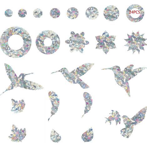 Autocollant Oiseau Oiseaux Collision Anti-Collision Autocollants De Fenêtre Protection De Porte en Verre Silhouett Sticker Vitre Anti-Collision pour Éviter Les Personnes Et Les Oiseaux 24 Pièces (1/5)