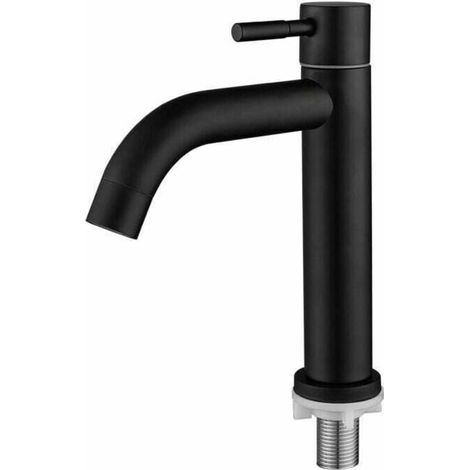 Waschbeckenarmatur fürs Badezimmer, Einloch-Waschtischarmatur aus Edelstahl, elegantes Retro-Design, Mattschwarz, Mattschwarz für Badezimmer, Toilette