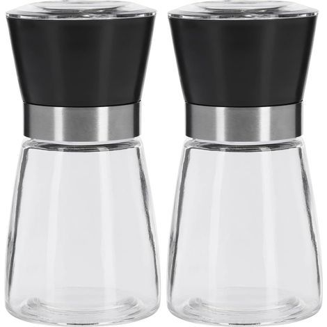 Spice Mill, Ceramic Grinder, Progressive Adjustment, Glass/Plastic, Black/Silver/Transparent, 63542260 (Set of 2) (1/5)
