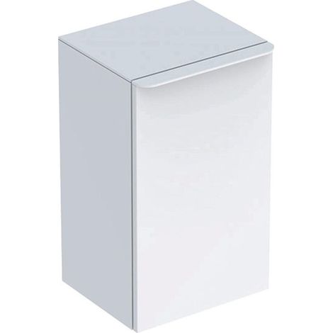 Meuble latéral bas Geberit Smyle Squareavec une porte: Largeur 36cm, Hauteur 60cm, Profondeur 32.6cm, blanc / laqué très brillant, blanc alpin / thermopoudré mat, Charnières à gauche