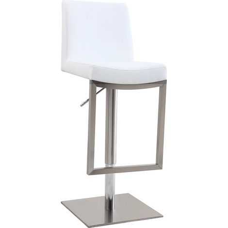 Sgabello da bar design contemporaneo - metallo e PU bianco - KYLE