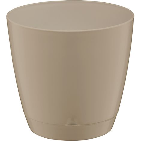 Pot de fleurs rond avec soucoupe Begonia 22x20 cm 5,5L, beige brillant