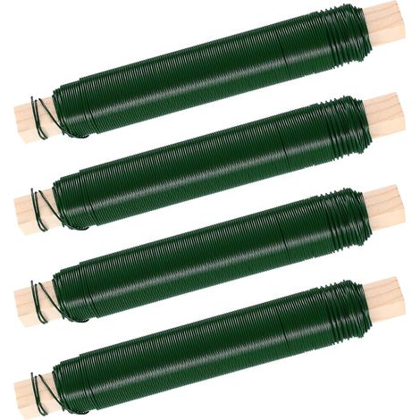 Lot de 4 fils de liaison décorés en vert, Ø 0,65 mm x 40 m – Pour la fixation de fleurs et de plantes (1/5)