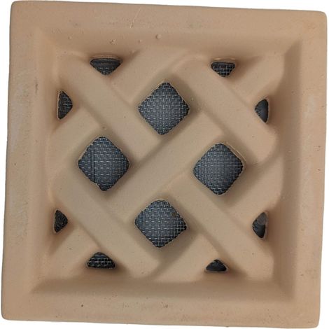 DMS – Grille d'aération VMC en terre cuite 13x13 cm – À sceller avec moustiquaire inox – Résistante aux intempéries et nuisibles