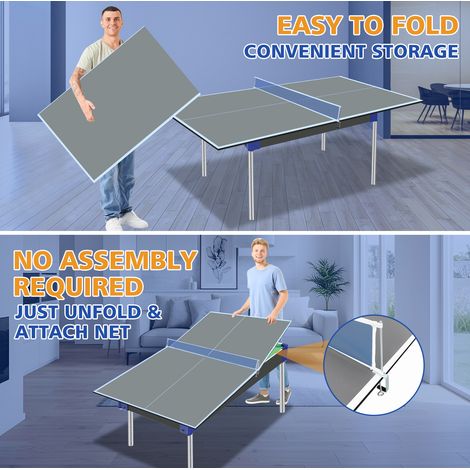 Piano da ping-pong pieghevole 180,34 x 90,17 x 1,2 cm in MDF grigio – MEUBLIV (1/5)