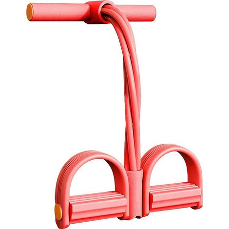 Bande de résistance avec pédale, 6 tubes, multi-usage pour le renforcement musculaire - rouge (1/5)