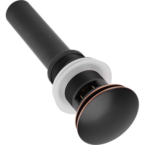 Ensemble de vidange escamotable pour lavabo de salle de bain en laiton G1 1/4" avec trop-plein (ORB) (1/5)