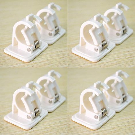 Adhésif Crochets Rideau Canne Support Pôle, Draperie Crochet étuis Rideau Pôle Mural Parenthèses & Fixations Canne Support , pack of 8 (1/5)
