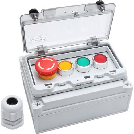 royaluxe -Boîte de commutation à bouton-poussoir rouge momentané + vert rouge jaune interrupt à bouton-poussoir avec couvercle de protection IP67 interrupt de fonctionnement infaillible étanche extéri (1/4)