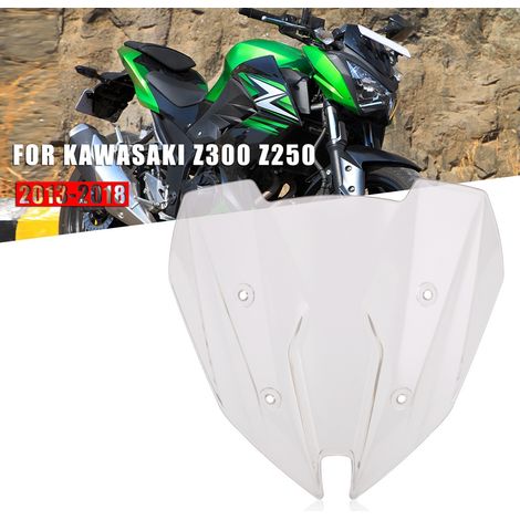 Windscreen and windscreen fairing suitable for Kawasaki Z250 and Z300 models manufactured in 2013-2014.