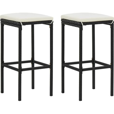 Taburetes de cocina con cojines 2 uds ratán sintético negro vidaXL (1/5)