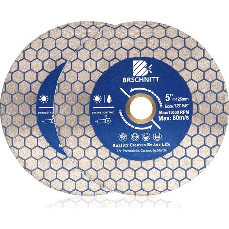 2 Pièces - Disque Diamant - Lame De Scie - Double Face Pour Porcelaine Céramique Marbre Granit Usage Humide Ou Sec Noir 125x25mm (1/5)