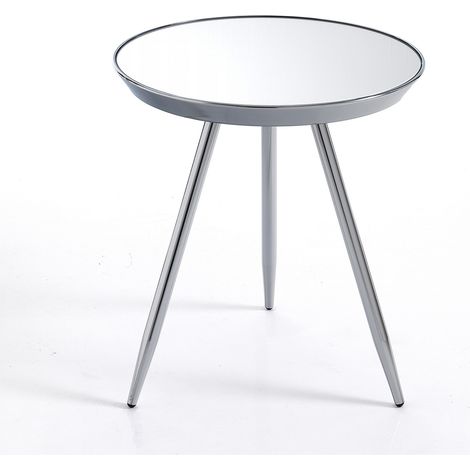 Tavolino comodino design metallo cromato vetro specchio Irvine Chrome