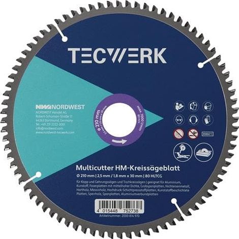 TECWERK Tisch-/Kappkreissägeblatt AD 254mm Z.60 HLTCG Schnitt-B.3,2mm TECWERK (1/3)