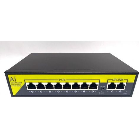 Switch Ethernet 8 porte poe velocita' 10/100 Mbps 2 FE 2 porte lan 120w POE208D (1/5)