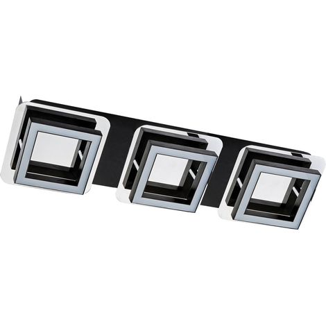 Deckenlampe LED Schwarz Chrom länglich 4200 K neutralweißes Licht 900 lm Deckenleuchte