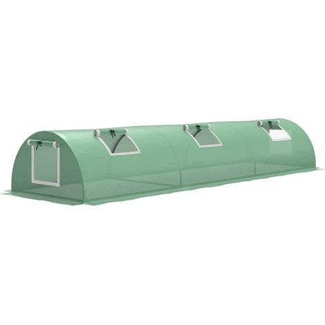 Invernadero Pequeño para Cultivo de Plantas con 5 Ventanas Marco de Acero y Cubierta de PE Anti-UV 300x80x45 cm Verde (1/5)
