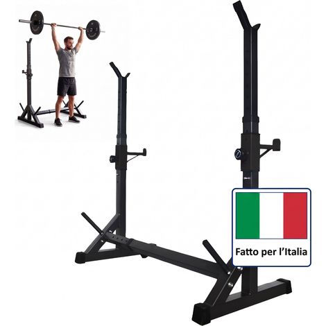 Relaxdays Supporto bilanciere in acciaio, altezza 90–150 cm, larghezza 82–107 cm, portata 150 kg, nero (1/5)
