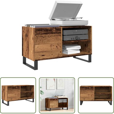 vidaXL Rangement vinyle - Armoire à disques vieux bois 84,5x38x48 cm bois d'ingénierie (1/5)