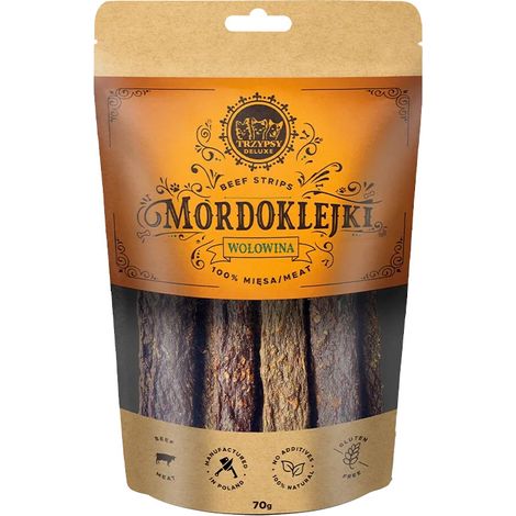 Friandises pour chiens Trzypsy Deluxe, barre de viande plate au bœuf 70 g