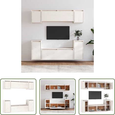 Armoire suspendue - Meubles TV 6 pcs Blanc Bois massif de pin (1/5)