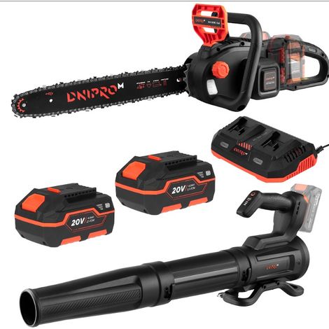 Promoción aniversario Dnipro-M: Kit motosierra y soplador, cargador Dual y 2 baterías de 4Ah (1/5)