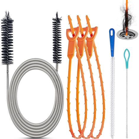 Lot de 6 Deboucheur Canalisation,Furet Deboucheur WC, Furet Plomberie Deboucheur Douche Sonde de debouchage Brosse de Nettoyage Réutilisable pour le Nettoyage des Tuyaux (1/5)