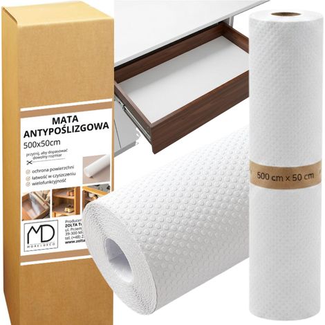 Rutschfeste Matte, weiß, 500 x 50 cm, zum Schutz von Schubladen, Küchenschränken und Garagentoren (1/5)