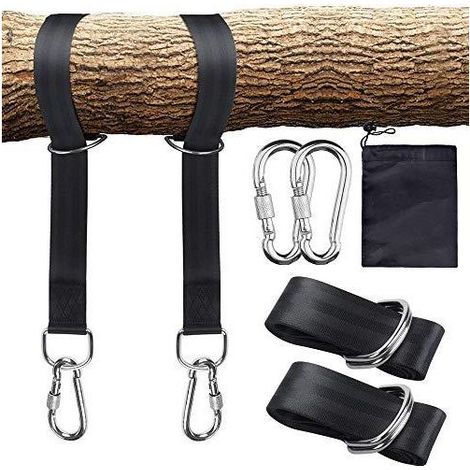 Kit de sangles de balançoire d'arbre, avec deux mousquetons en acier inoxydable, adapté pour le cintre de pneu, de porche, d'extérieur et de balançoire pour bébé (1/5)