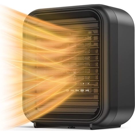 Victop Mini Riscaldatore Ceramico 800 W Riscaldatore Elettrico 2 Livelli di Potenza Mini Termoventilatore Elettrico con Protezione dal Vento Caldo Contro Il Surriscaldamento e il Ribaltamento (Nero)
