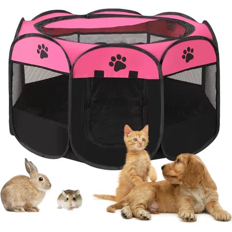 1 Parc Pour Animaux Pliable, Design Pop-Up, Maille Respirante, Pour Chiens Chats Lapins Intérieur Extérieur (1/5)