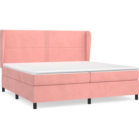 Maison Exclusive - Giroletto a Molle con Materasso Rosa 200x200 cm in Velluto (1/5)