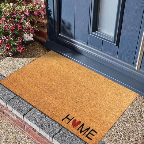 Paillasson Home Coeur en Fibre de Coco - 70x45cm - Tapis de Porte de Bienvenue, Surface Antidérapante PVC & Fibre de Coco - Entrée Maison, Couloirs, Portes-Accessoires Maison (1/4)