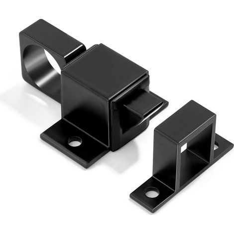 Lot de 2 verrous à fermeture automatique, loquet à ressort noir, verrou de portail automatique en alliage d'aluminium avec goupille à ressort, verrou de sécurité pour fenêtre et armoire