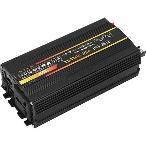 Convertisseur de puissance 500 W à onde sinusoïdale pure, 1 prise universelle, 2 ports USB, convertisseur allume-cigare avec écran LED, DC12V vers AC220V (1/5)