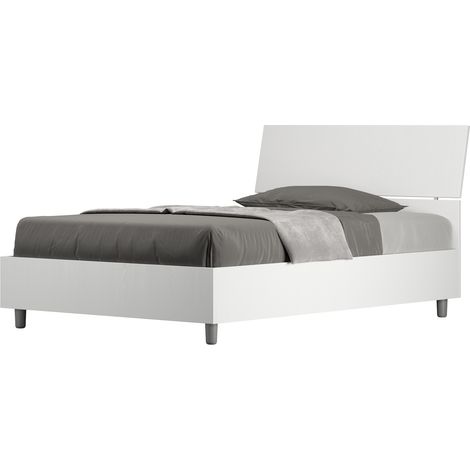 Letto 1 Piazza e Mezzo 120x200 cm Senza Rete Testata Inclinata Demas Bianco Frassino (1/5)