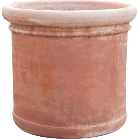 Jarrón redondo de exterior de terracota Jardinera lisa para plantas, flores de jardín Macetas grandes 62X55 cm Made in Italy (1/5)