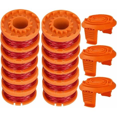 Carrete de repuesto WA0010 de 0,065 para cortadora de hilo Worx WG154, WG163, WG160, WG180, WG175, WG155 y WG151 (12 carretes + 3 tapas) (1/5)
