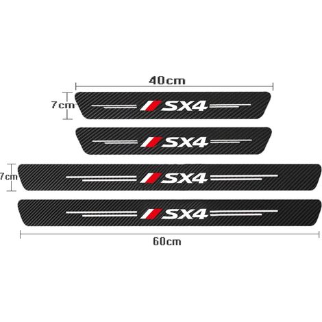 (4 pièces pour SX4) Autocollants de seuil de porte avec logo Suzuki SX4,motif fibre de carbone,accessoires auto (1/3)