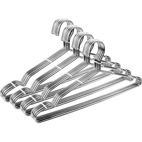 Cintre En Acier Inoxydable - 16,5 Pouces - Anti-dérapant Avec Rainure Épaule - Ultra Fin 3 mm - Résistant Lourd - Lot De 40 (1/5)