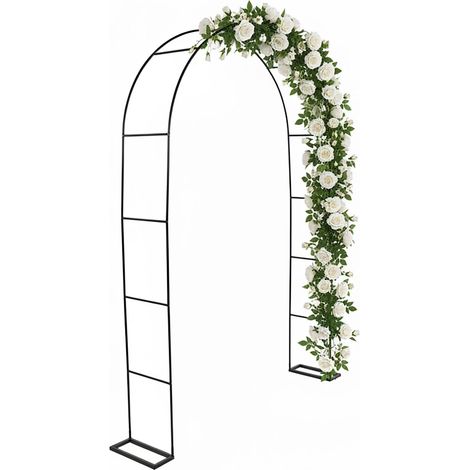 Relaxdays arco para rosales, metal, 240 x 140 x 38 cm, arco de jardín estable para plantas trepadoras, negro