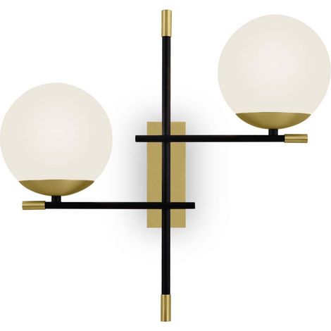 Maytoni Nostalgia Modern Nostalgia 2 Light Matt Gold Applique Murale Abat-Jour en Verre (1/4)