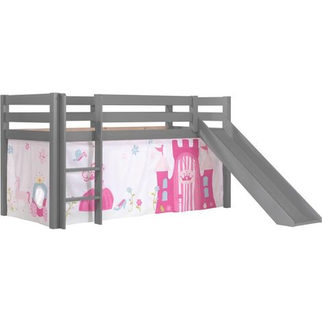 Pack - Lit Enfant Toboggan & Tente "Pino Princesse" Gris (1/2)