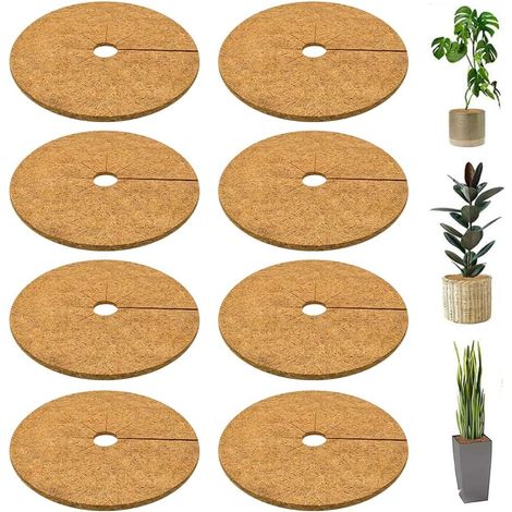 8 x Coconut Plant Mats, 30 cm Mulching Disc, Coconut Mat, Winter Frost to Protect Potted Plant Roots from Frost (1/5)