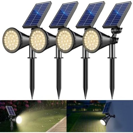 Wasserdichte Solar-Projektionsleuchte für den Außenbereich (36 LEDs, 1200 mAh), 2-in-1-Wandleuchte, Gartenwegleuchte mit automatischer Bewegungserkennung, schwarz-weißes Licht, 4 Stück