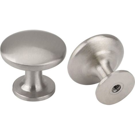 10 Bouton de Meuble nickel brossé Boutons de Meuble Ronds Bouton Poignee de Meuble, Boutons Zinc Boutons Placard Cuisine Boutons D'armoire à Tiroirs Solides (1/4)
